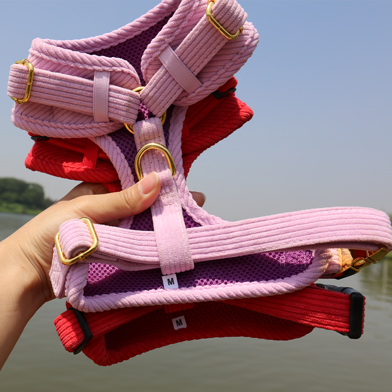 OKEYPETS - Design No Pull Corduroy Hundegeschirr-Set Mesh Atmungsaktives gepolstertes Hundegeschirr für kleine bis mittelgroße Hunde 8