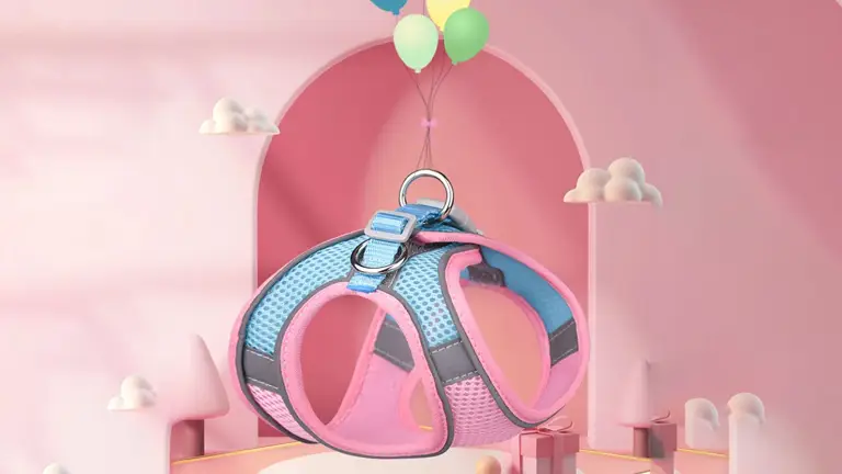 OKEYPETS - Gilet de luxe en maille douce monocouche respirante et aérée, sans traction, avec laisse avant en nylon et maille réfléchissante pour chien 1