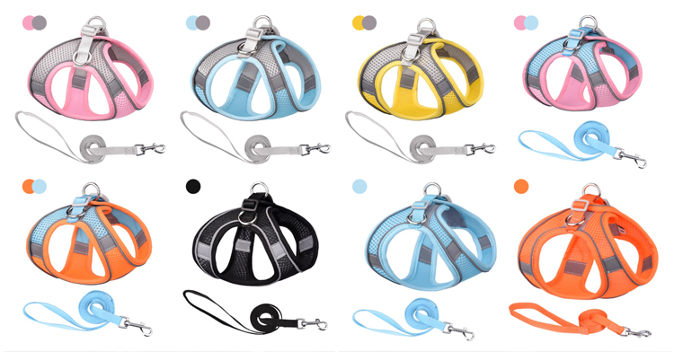 OKEYPETS - Harnais pour chien ajustable en maille respirante résistante avec sangle de poitrine et harnais réfléchissant en maille. 15