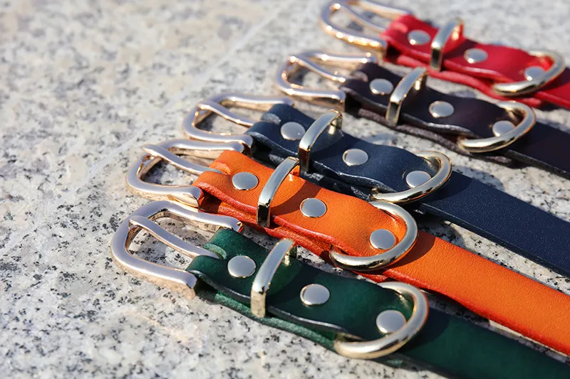 OKEYPETS Slitesterkt bredt hundehalsbånd i ekte skinn med metalldetaljer - kan tilpasses 4