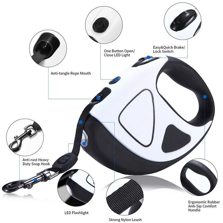 OKEYPETS - OKEYPETS Borong Tali Nilon Anjing Led Secara Automatik Tali Anjing Tugas Berat Panjang Boleh Ditarik Balik Tali Haiwan Peliharaan 10