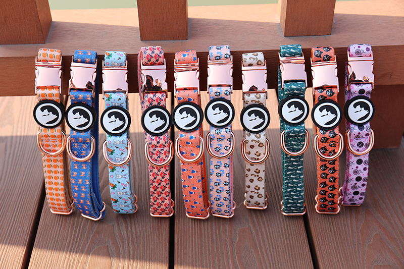 OKEYPETS - Neoprene Dog Collar Pattern Design Soft D-ring Quick Release Metal Buckle Pet Collar 9
