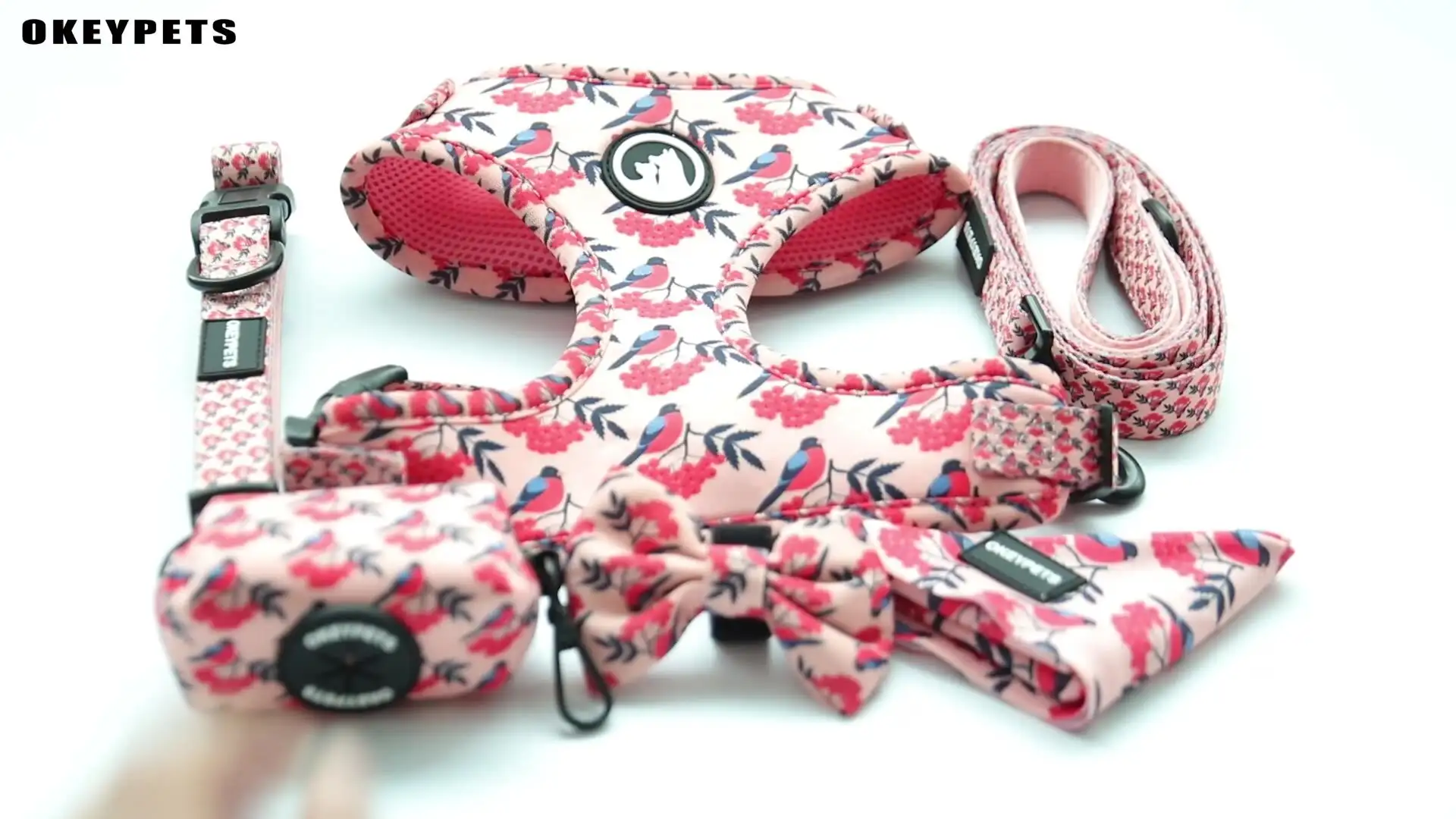 OKEYPETS - Úim Veiste In-análaithe Ilfheidhmeach OKEYPETS le Patrún  Bláthanna Stíliúil Coiléar agus Iall Madraí Dearthóra Uathúil le Tacar  Coiléar Peataí ..., image size:1920x1080