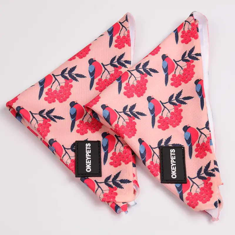OKEYPETS Bandana doux en polyester personnalisé pour animaux de compagnie, avec design de marque, foulard pour chien, bandana pour animaux de compagnie 1