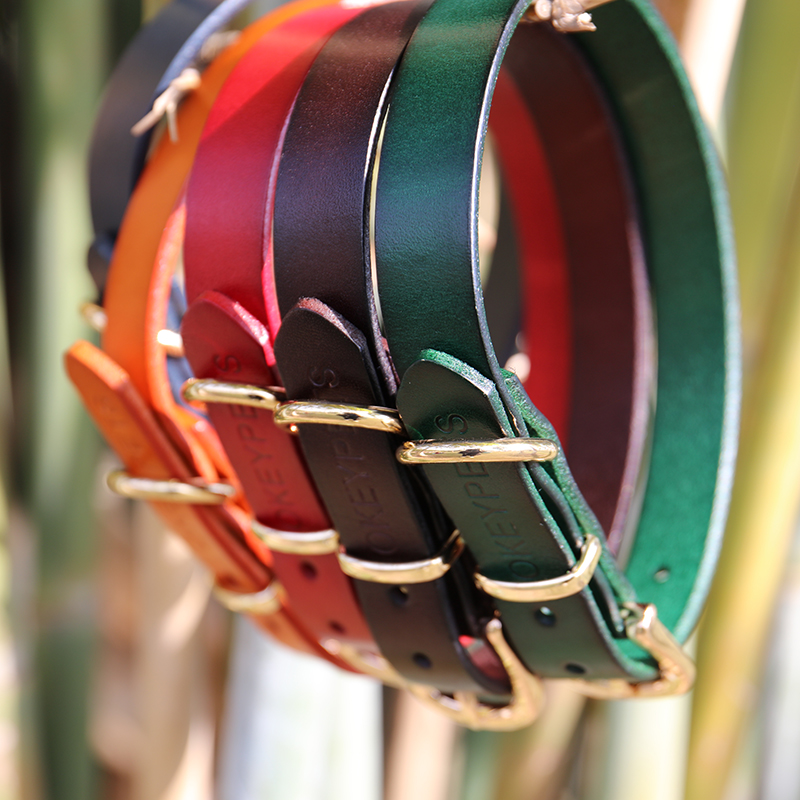 OKEYPETS - Okeypets Not Fade Embossed Logo Safety Necklace Premium Designer Thick Plain Leather Dog Collar All products 9