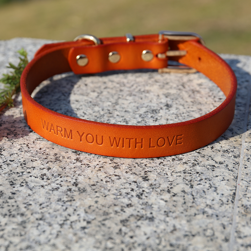 OKEYPETS - Okeypets Custom Logo 100% Natural Wear-resistant Not Fade Fashion Pet Accessories Luxury Leather Dog Collars All products 10