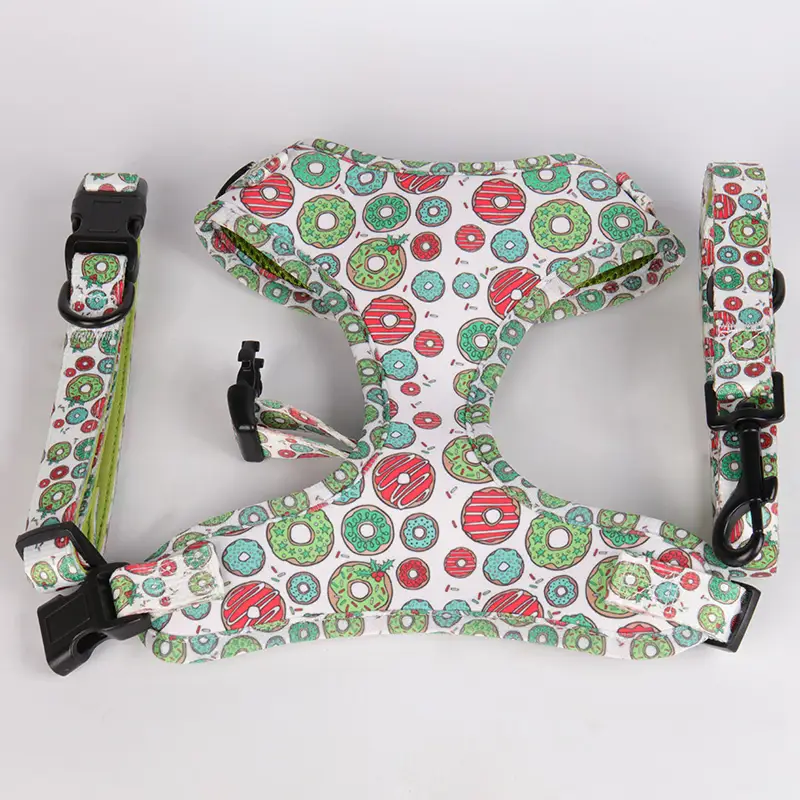 OKEYPETS - OKEYPETS High Quality Luxury Sublimation Padded Reversible Animal Printed Dog Harness Lead and Collar Set All products 1