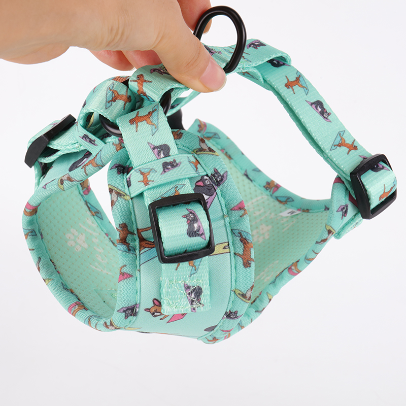 OKEYPETS Nastavitelný postroj pro psy se sublimačním vzorem, zakázková oboustranná vesta pro psy, síťovaný postroj pro domácí mazlíčky 16