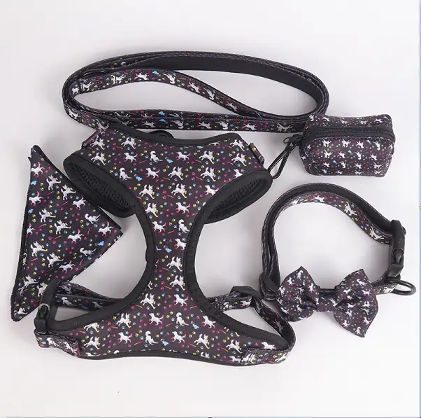 OKEYPETS - Divatos, állítható, elszakadó szublimációs luxus kutyanyakörv pórázhám egyéb kis hordozható kiegészítőkkel. Minden termék. 1