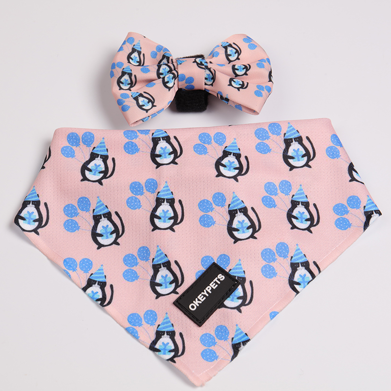 OKEYPETS - OKEYPETS Reversible Pet Dog Harness Matching Dog Collar Leash Bow Tie Adjustable Neoprene Soft Dog Harness Set Pet Collar Leash/Dog Harness Set 19