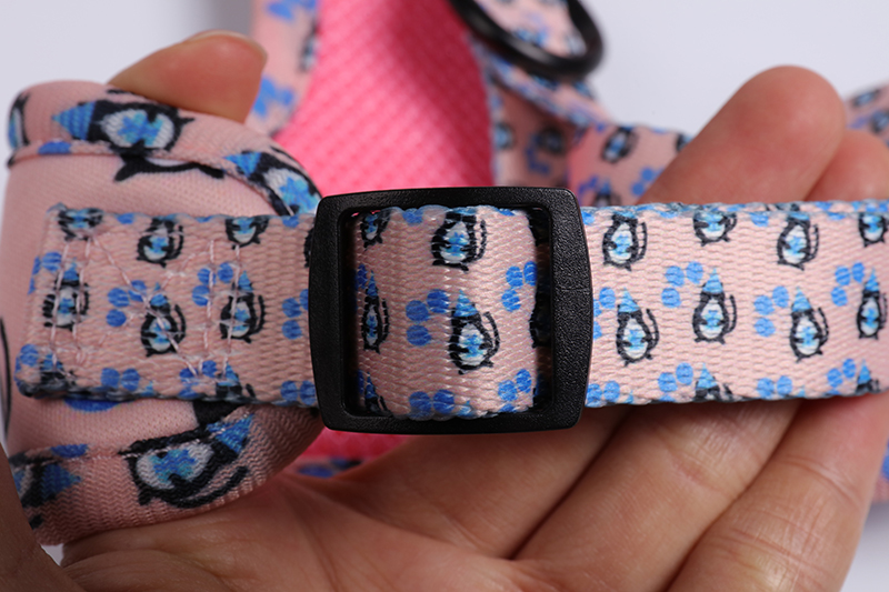 OKEYPETS - OKEYPETS Reversible Pet Dog Harness Matching Dog Collar Leash Bow Tie Adjustable Neoprene Soft Dog Harness Set Pet Collar Leash/Dog Harness Set 16