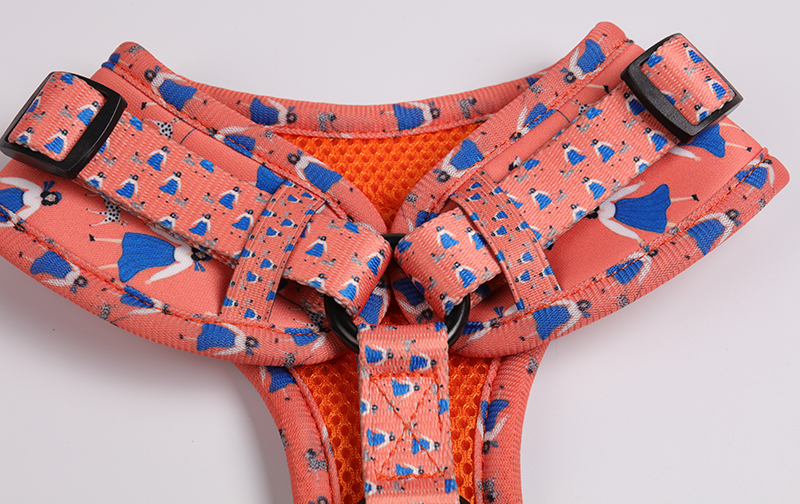 OKEYPETS - Collier pour chien en néoprène anti-traction, réglable, avec porte-sacs à déjections canines et imprimé. 12