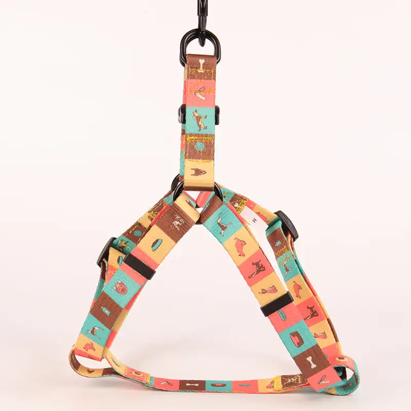 OKEYPETS - Harnais pour chien OKEYPETS Durabilité et résistance, sangle de harnais à dégagement rapide, sac à dos confortable et ajustable, harnais personnalisé en sangle polyester 1