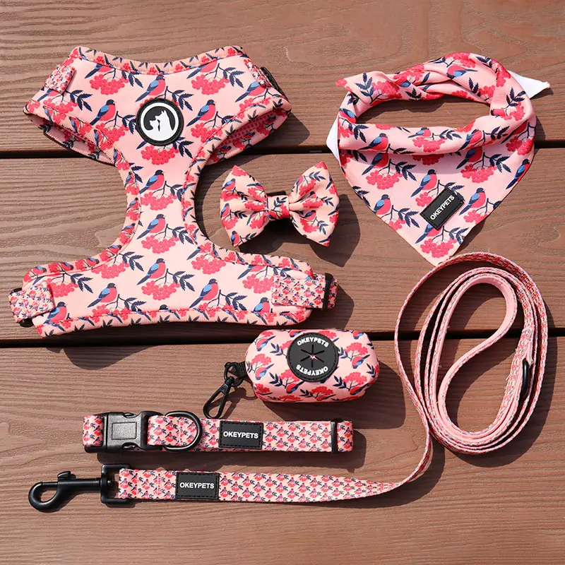 OKEYPETS - OKEYPETS Egyedi Kutyanyakörv Póráz, Strapabíró És Kakizsák Kisállat Háromszög Aranyos Kendő Divatos Kutyahám Szett Személyre Szabott Minden Termék1 1