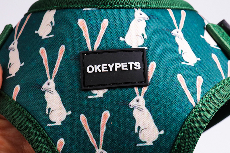 OKEYPETS - Ensemble harnais et laisse de luxe pour chien, doux et ajustable, avec motif personnalisé et sans traction. Collier et laisse inclus. 17