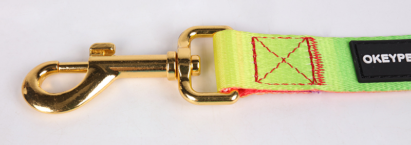 OKEYPETS - Fournisseur d'animaux de compagnie - Harnais pour chien professionnel, motif gratuit, boucle dorée réglable, ensemble laisse et collier anti-traction 15