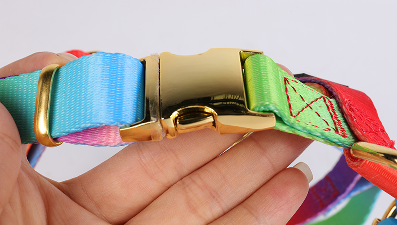 OKEYPETS - Fournisseur d'animaux de compagnie - Harnais pour chien professionnel, motif gratuit, boucle dorée réglable, ensemble laisse et collier anti-traction 19