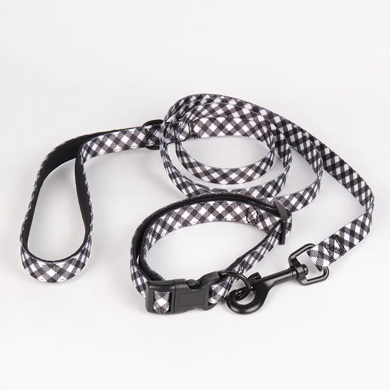 OKEYPETS - Colliers et laisses pour chiens Okeypets à motifs personnalisés, en néoprène polyester, réglables et doux. Ensemble collier, laisse et harnais pour chien. 1