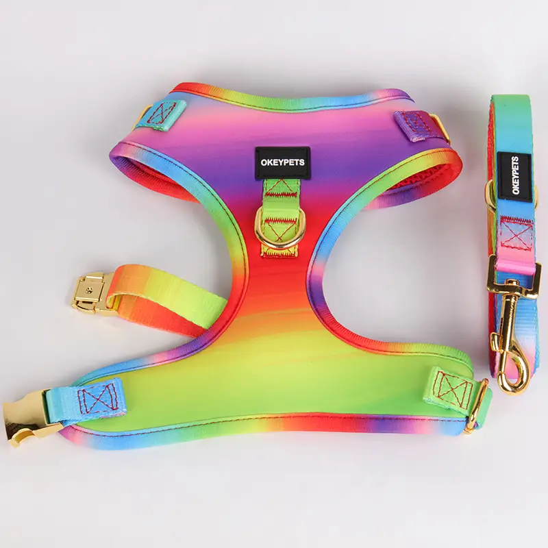 OKEYPETS - OKEYPETS Offre spéciale : laisse pour animaux de compagnie en néoprène respirant et durable, avec harnais et collier/laisse assortis. 1
