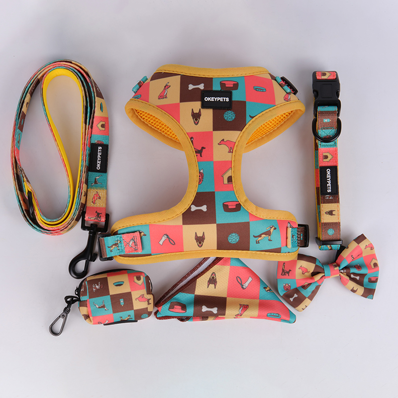 OKEYPETS - OKEYPETS Offre spéciale : laisse pour animaux de compagnie en néoprène respirant et durable, avec harnais et collier/laisse assortis. 25