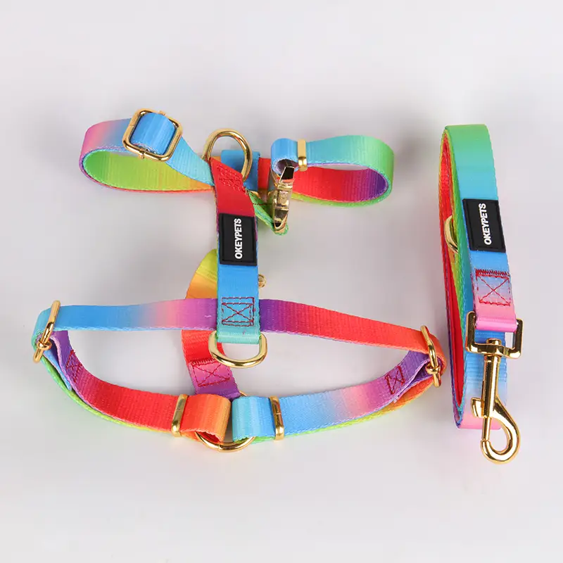 OKEYPETS - Laisse pour animaux de compagnie tendance et élégante, en polyester résistant, disponible en version standard ou personnalisée. Collier/harnais pour chien en gros. 1