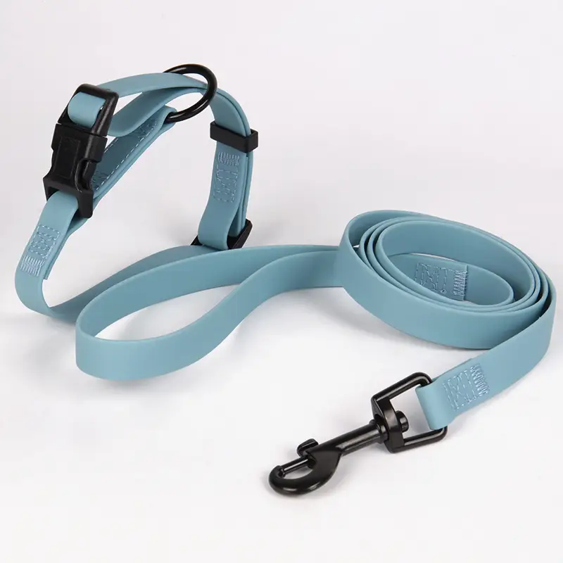 OKEYPETS - Accessoires pour animaux OKEYPETS - Collier et laisse imperméables de luxe en PVC pour chien, avec logo au design gratuit. Ensemble collier, laisse et harnais pour chien. 1