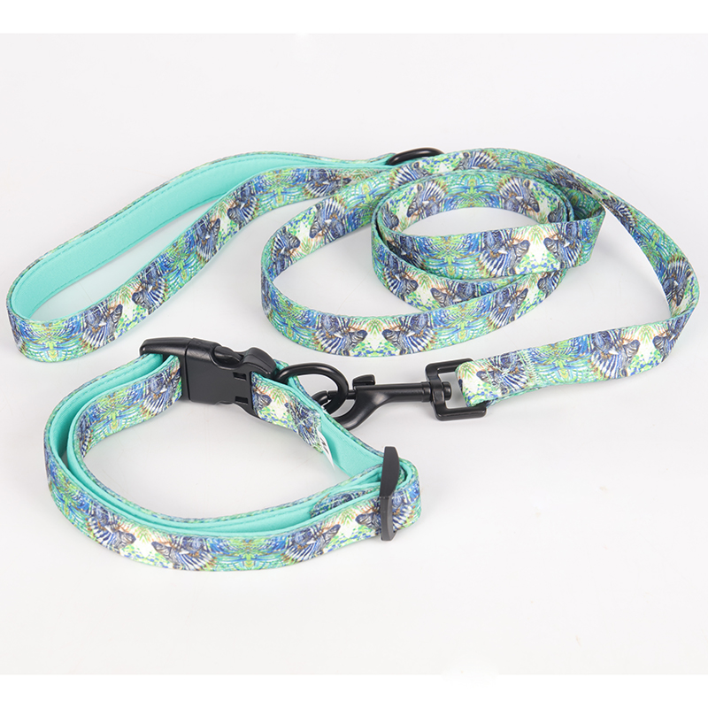 Collier pour chien OKEYPETS de luxe en polyester imprimé, personnalisable, avec nœud papillon et laisse. 22