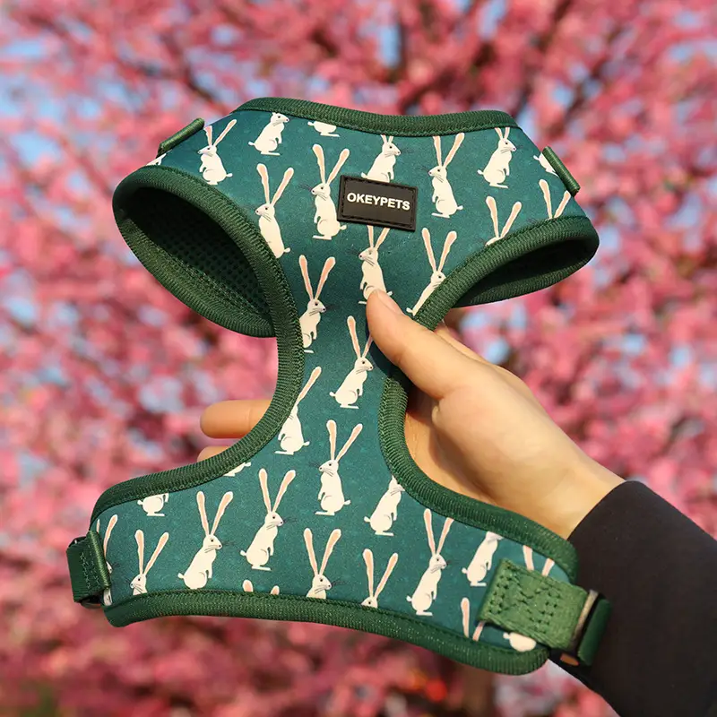 OKEYPETS - Ham personalizat pentru câini OKEYPETS, confortabil din neopren, cu model, ușor de mers, fără tragere, pentru câini de talie mică 1