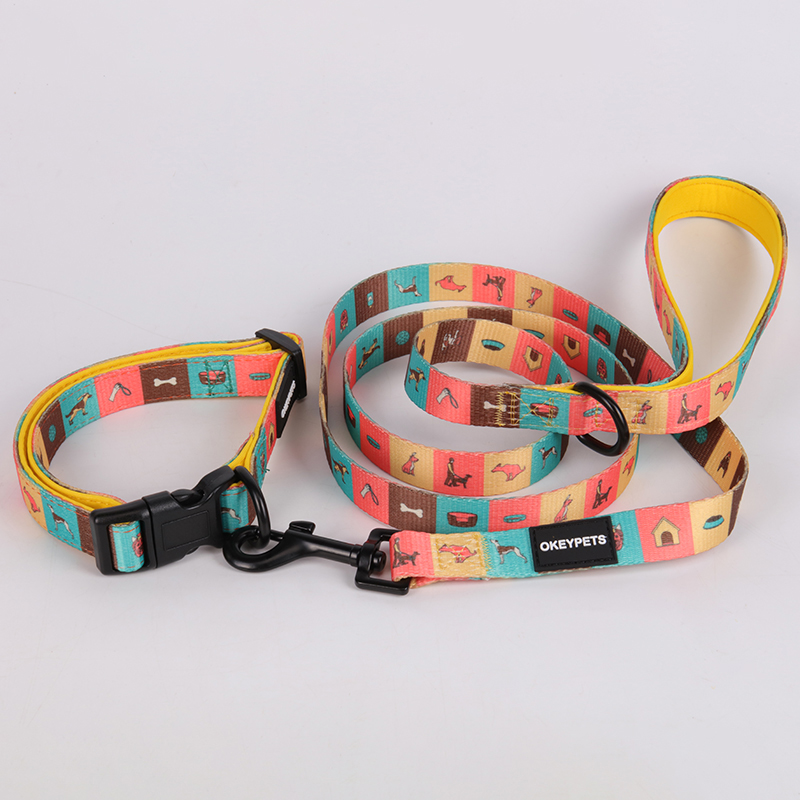 OKEYPETS - Ensemble collier et laisse pour chien OKEYPETS en polyester doux et confortable avec boucle de dégagement rapide et harnais réglable. 20