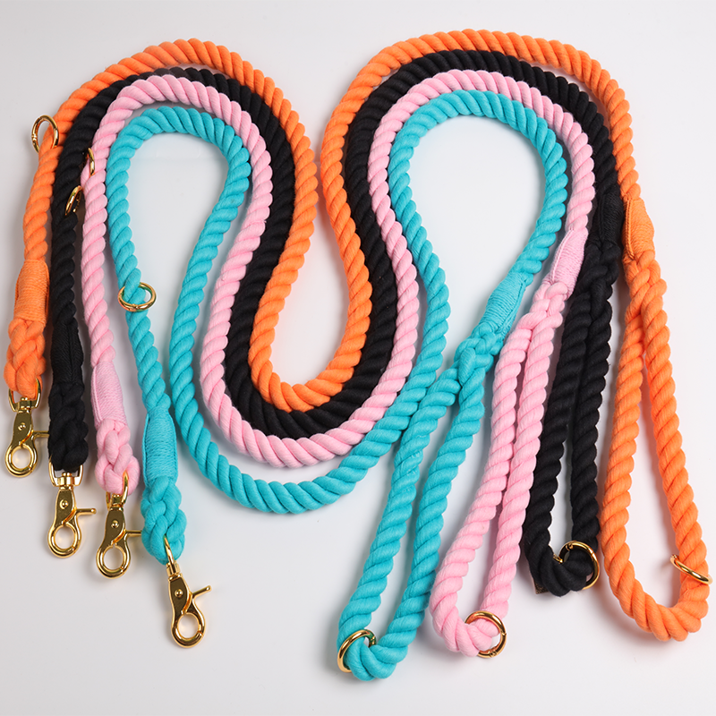 OKEYPETS - Laisse longue pour chien, en corde de coton teinte à la main, avec système anti-dribble et douce. 9