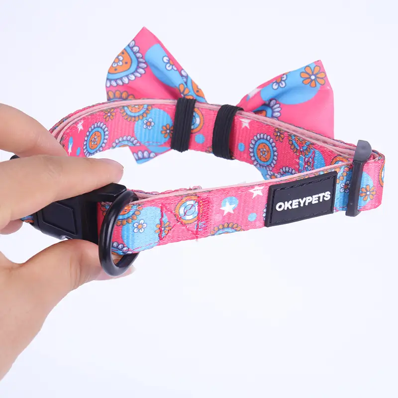 OKEYPETS - Collier pour chien personnalisé OKEYPETS, ajustable, souple et luxueux, avec nœud papillon et anneau en D soudé pour une meilleure durabilité. Tous les produits 1