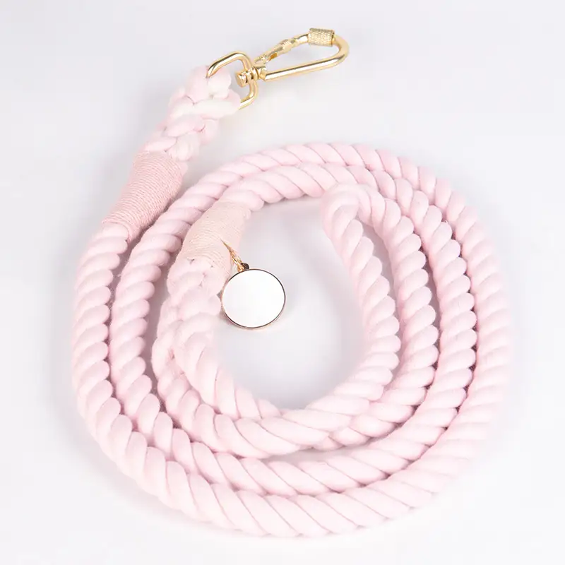OKEYPETS - OKEYPETS Laisse multifonctionnelle longue en coton 100 % doux, couleur rose unie, pour chien, idéale pour l'escalade. Corde résistante. 1