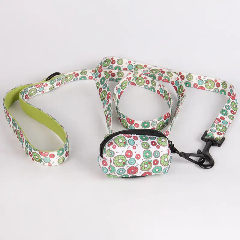 OKEYPETS - 대량 판매 강아지 목줄, 반려동물용 승화 인쇄, 다기능, 귀여운 배변 봉투 홀더, 조절 가능한 친환경 액세서리, 네오프렌 반려동물 목줄 1