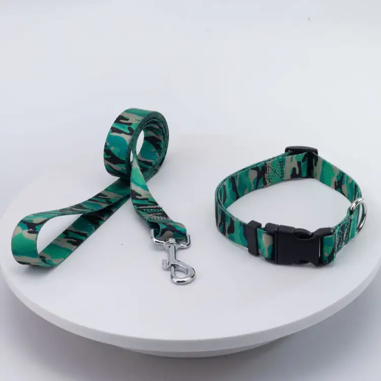 OKEYPETS - OKEYPETS Partihandel Hållbart Justerbart Lyxigt Utomhussporter Sublimeringsmönster Hundhalsband Och Koppel Set Husdjurshalsband Kopple/Hundsele Set 1