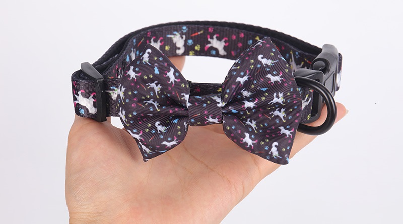 OKEYPETS Engros Luksus Tryk Blomstermønster Sublimering Kæledyrshalsbånd Kæledyr Med Sløjfe Kæledyrshalsbånd 14