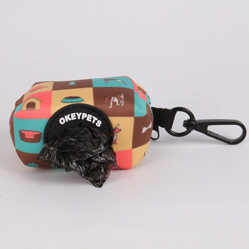 OKEYPETS - OKEYPETS Персонализированные неопреновые пакеты для собачьих экскрементов с индивидуальным рисунком. Экологичный биоразлагаемый диспенсер. Модный неопреновый держатель для пакетов для собачьих экскрементов. 14