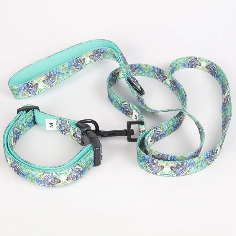 OKEYPETS - OKEYPETS Couleurs variées, Marque, Motifs élégants personnalisés, Collier et laisse roses de luxe pour chien, Ensemble collier, laisse et harnais pour chien 1
