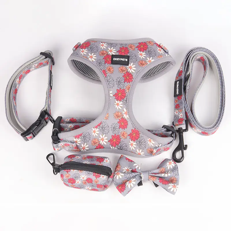 OKEYPETS - OKEYPETS Veľkoobchodná potlač sublimácie, obojok pre psov, vodítko a postroj s motýlikom, vrecko na hovienka, prenosné príslušenstvo, sada vodítok a postrojov na obojok pre domáce zvieratá 1