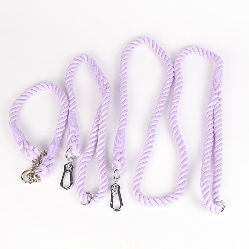 OKEYPETS - OKEYPETS Laisse rétractable de luxe multicolore en coton résistant et ajustable, avec collier et laisse pour chien 16