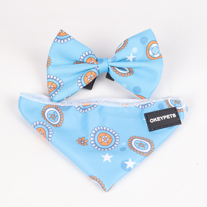 OKEYPETS - Ensemble harnais et laisse pour chien, avec logo personnalisé en gros, écologique et ajustable, bandana, sac à déjections canines et nœud papillon. 18