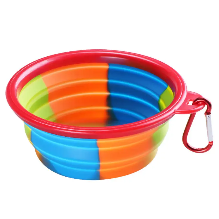 OKEYPETS - 350 ml enkel rengjøring, rund reiseskål, bærbar hundeskål, sammenleggbar silikonskål, sammenleggbar hundeskål 1