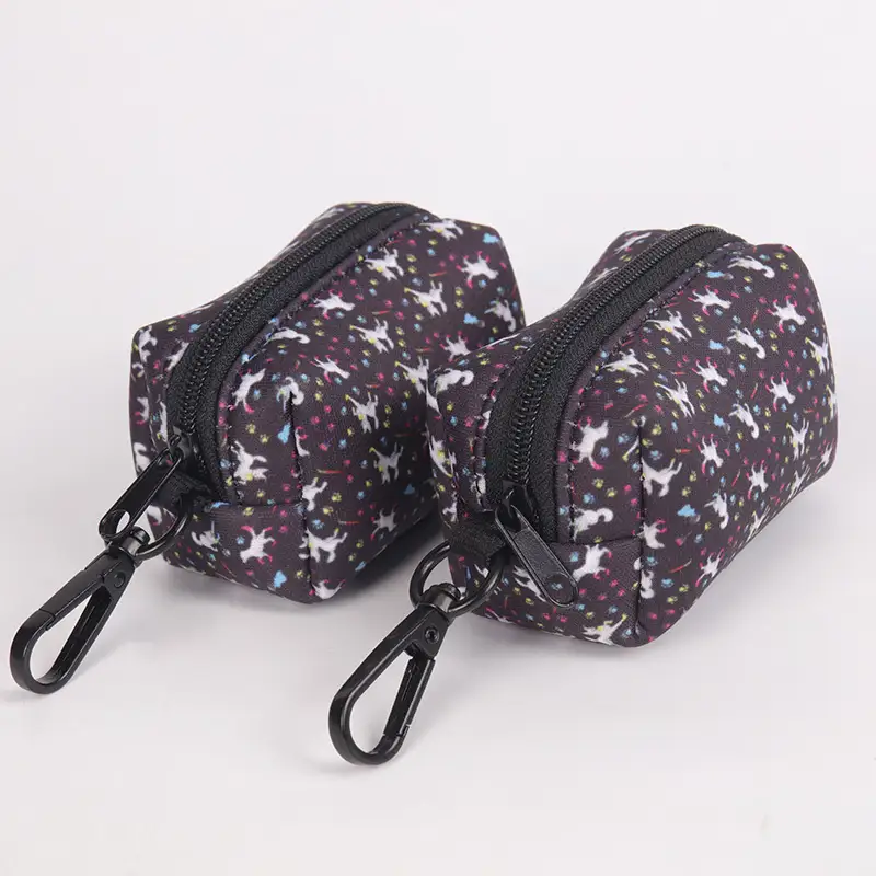 OKEYPETS - Distributeur de sacs à déjections canines OKEYPETS, solide et durable, pochette zippée en néoprène, sacs à déjections dégradables pour chien 1