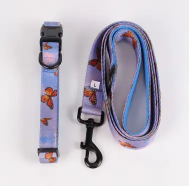OKEYPETS – OKEYPETS Verstellbares, bedrucktes Designer-Halsband aus weichem Polyester-Neopren, Hundegeschirr-Set 1