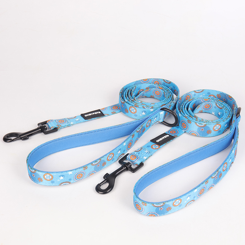 OKEYPETS - OKEYPETS Promóciós, strapabíró kutyanyakörv-póráz, mintás, puha, párnázott neoprén kisállatnyakörvek és pórázok, kisállatnyakörv-póráz/kutyahám készlet 11