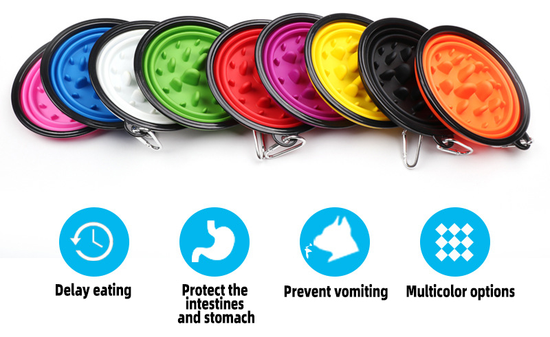 OKEYPETS - OKEYPETS gyártó kutyatál hordozható szilikon összecsukható kisállat lassú eledel tál kutyatál 7