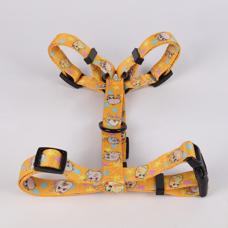 Harnais pour chien OKEYPETS Custom H, rembourré, imprimé à motifs, en polyester, réglable, ceinture de sécurité pour animaux de compagnie 9