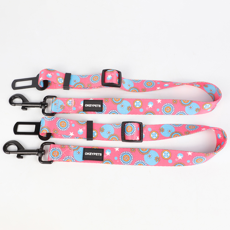 OKEYPETS - OKEYPETS Partihandel Justerbart Bilkoppel Hundsäkerhetskoppel Infällbart Anpassat Tryckt Hundkoppel Säkerhetsbälte Hundkoppel Bil 11