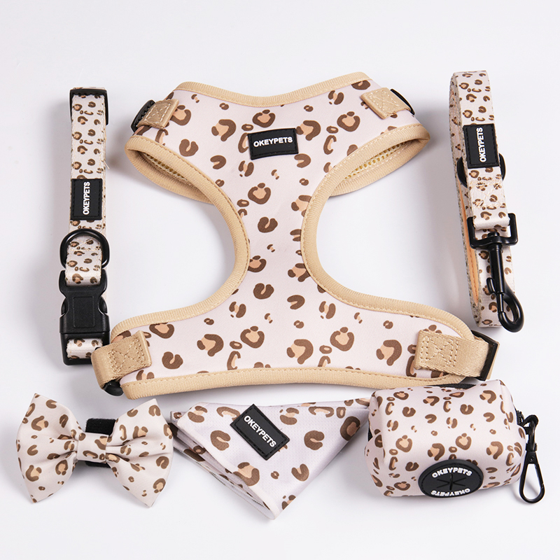 OKEYPETS Ensemble harnais et laisse pour chien personnalisé avec impression, collier et harnais réglables 7