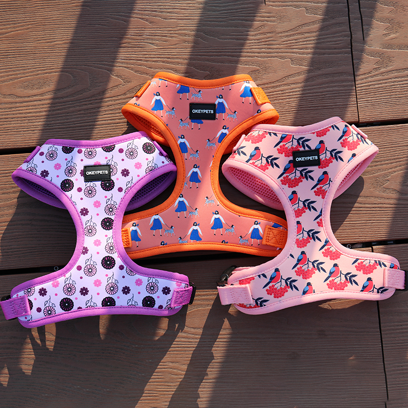 OKEYPETS Custom Print & Label Reversible Breathable Mesh Submilation Dog Harness Pet Harness 8