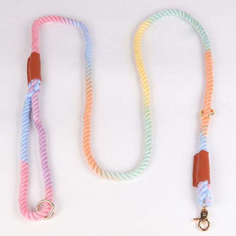 OKEYPETS - OKEYPETS Nouvelles laisses pour animaux de compagnie faites à la main, écologiques et sécuritaires, en corde de coton à couleur ombrée réglable. 10